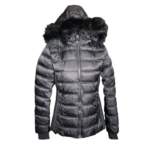 Nautica Puffer Jacket Womens Small Faux Detachable Fur Trim Hood Water Resistant - Picture 1 of 12